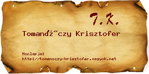 Tomanóczy Krisztofer névjegykártya